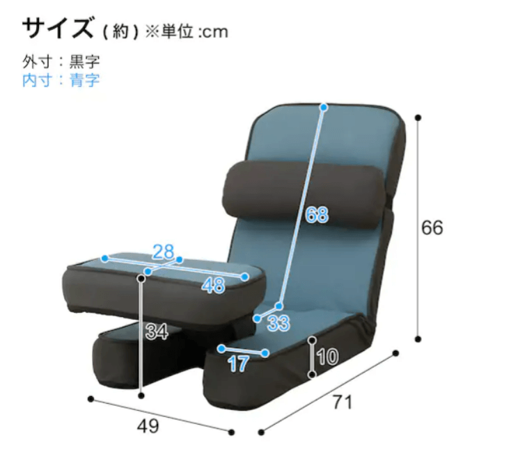 ニトリのゲーミング座椅子のサイズ